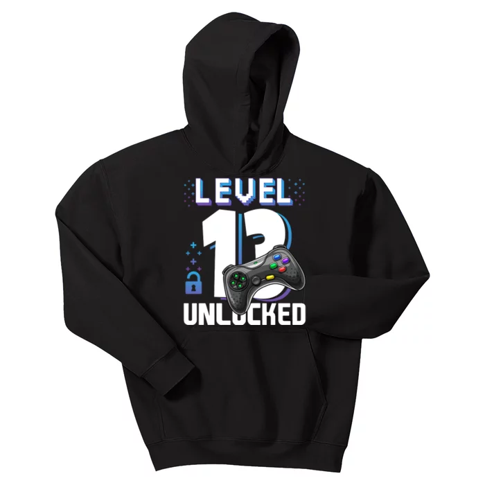 Level 13 Unlocked Funny Video Gamer 13th Birthday Gift For Gamers Kids Hoodie