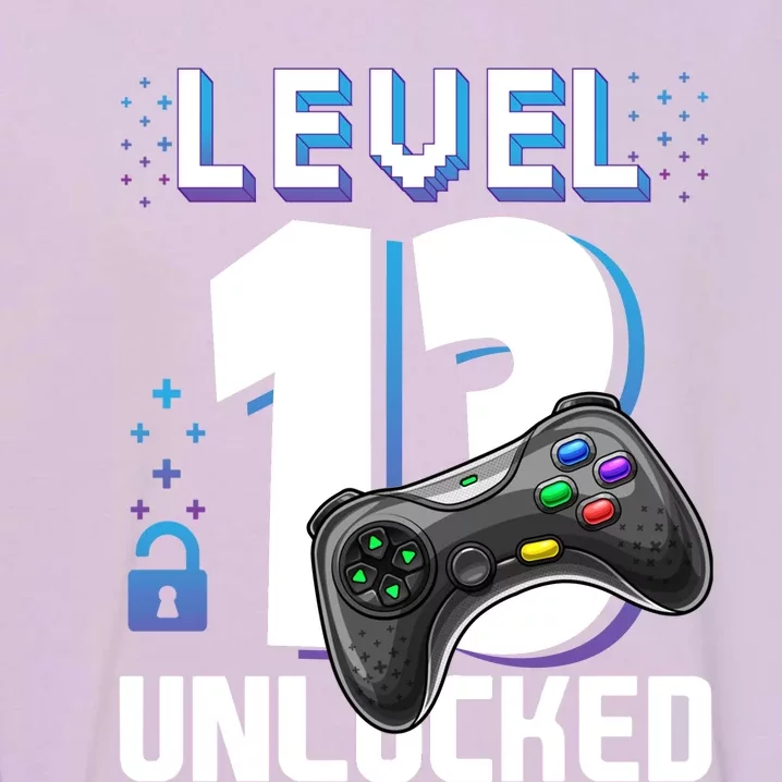 Level 13 Unlocked Funny Video Gamer 13th Birthday Gift For Gamers Garment-Dyed Sweatshirt