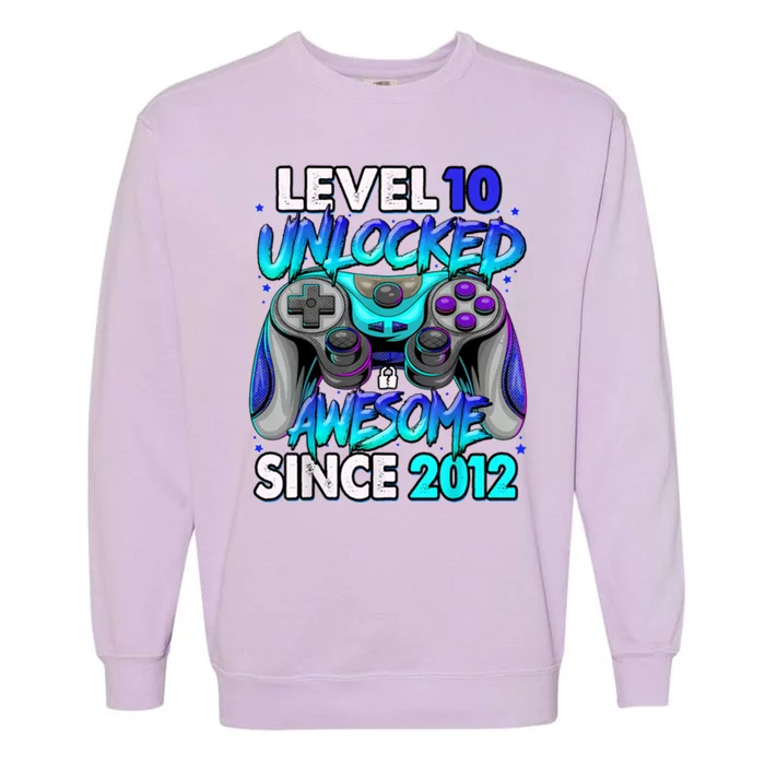 Level 10 Unlocked Awesome Since 2012 10th Birthday Garment-Dyed Sweatshirt