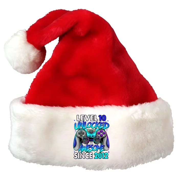 Level 10 Unlocked Awesome Since 2012 10th Birthday Premium Christmas Santa Hat