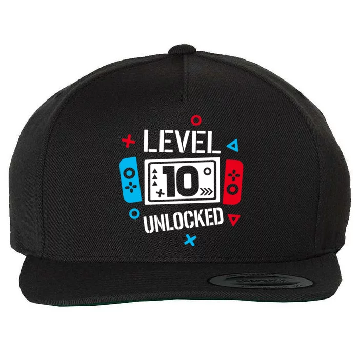 Level 10 Unlocked Birthday, 10th Birthday Boy Gamer, 10 Years Old Gamer Wool Snapback Cap