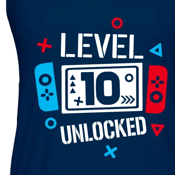 Level 10 Unlocked Birthday, 10th Birthday Boy Gamer, 10 Years Old Gamer Ladies Essential Flowy Tank