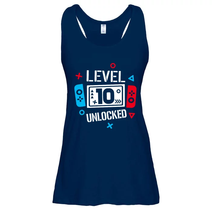 Level 10 Unlocked Birthday, 10th Birthday Boy Gamer, 10 Years Old Gamer Ladies Essential Flowy Tank