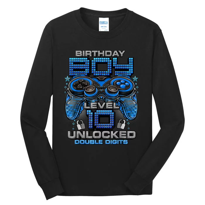 Level 10 Unlocked Awesome Since 2013 10th Birthday Gaming Tall Long Sleeve T-Shirt