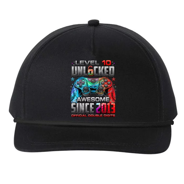 Level 10 Unlocked Awesome Since 2013 10th Birthday Gaming Snapback Five-Panel Rope Hat