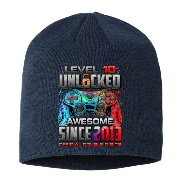 Level 10 Unlocked Awesome Since 2013 10th Birthday Gaming 8 1/2in Sustainable Knit Beanie