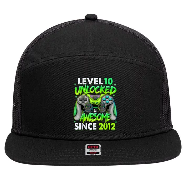 Level 10 Unlocked Awesome 2012 Video Game 10th Birthday 7 Panel Mesh Trucker Snapback Hat