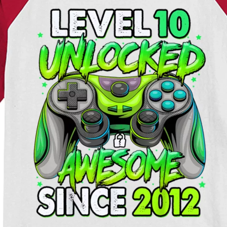 Level 10 Unlocked Awesome 2012 Video Game 10th Birthday Kids Colorblock Raglan Jersey