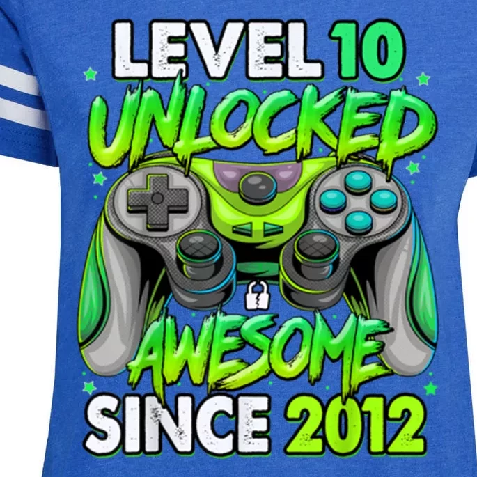 Level 10 Unlocked Awesome 2012 Video Game 10th Birthday Enza Ladies Jersey Football T-Shirt