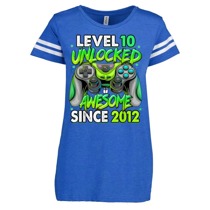 Level 10 Unlocked Awesome 2012 Video Game 10th Birthday Enza Ladies Jersey Football T-Shirt