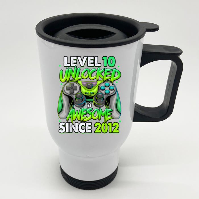 Level 10 Unlocked Awesome 2012 Video Game 10th Birthday Front & Back Stainless Steel Travel Mug