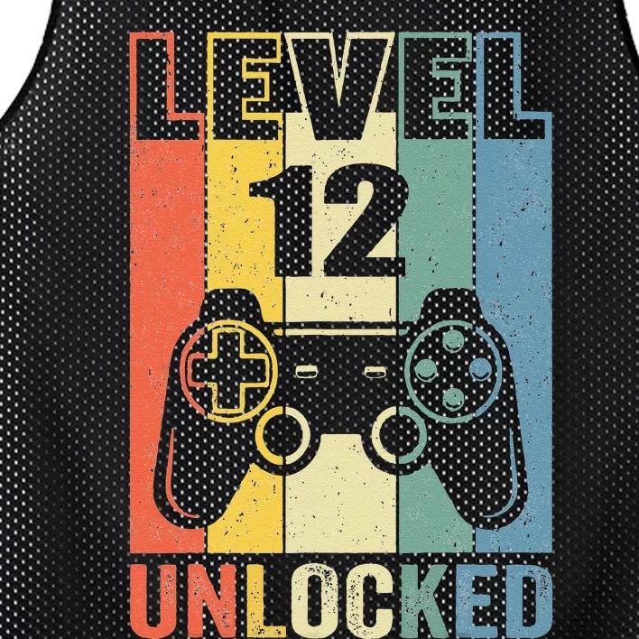 Level 12 Unlocked Funny Video Gamer 12th Birthday Gift Mesh Reversible Basketball Jersey Tank