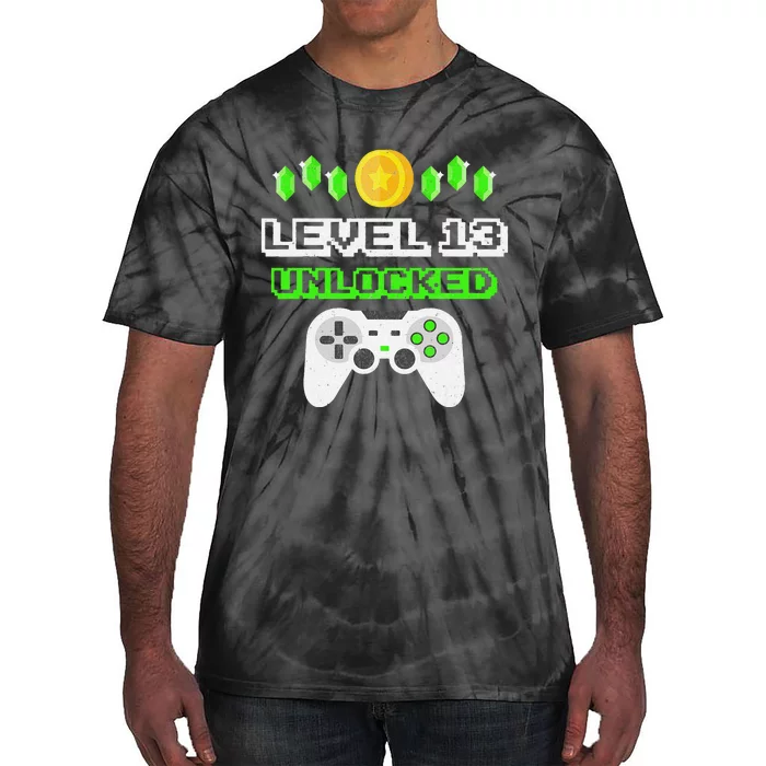 Level 13 Unlocked Funny 13 Year Old Gamer Birthday Tie-Dye T-Shirt