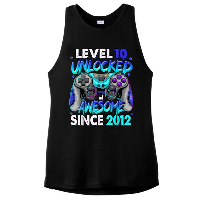 Level 10 Unlocked Awesome 2012 Cute 10th Birthday Ladies Tri-Blend Wicking Tank