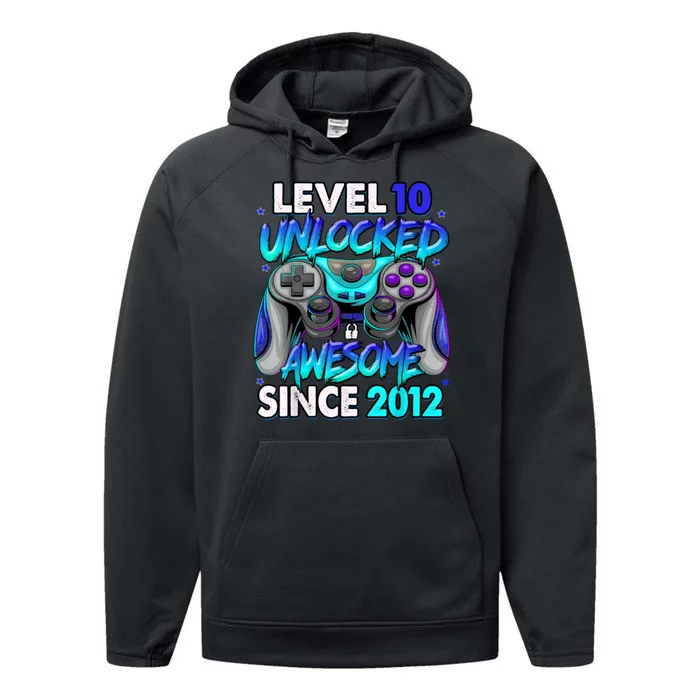 Level 10 Unlocked Awesome 2012 Cute 10th Birthday Performance Fleece Hoodie