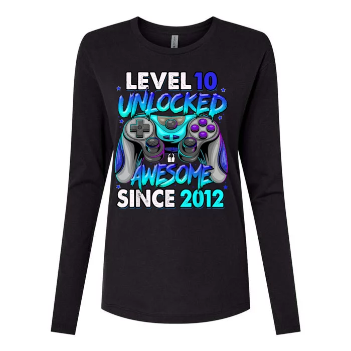 Level 10 Unlocked Awesome 2012 Cute 10th Birthday Womens Cotton Relaxed Long Sleeve T-Shirt