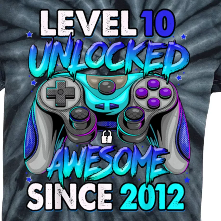 Level 10 Unlocked Awesome 2012 Cute 10th Birthday Kids Tie-Dye T-Shirt