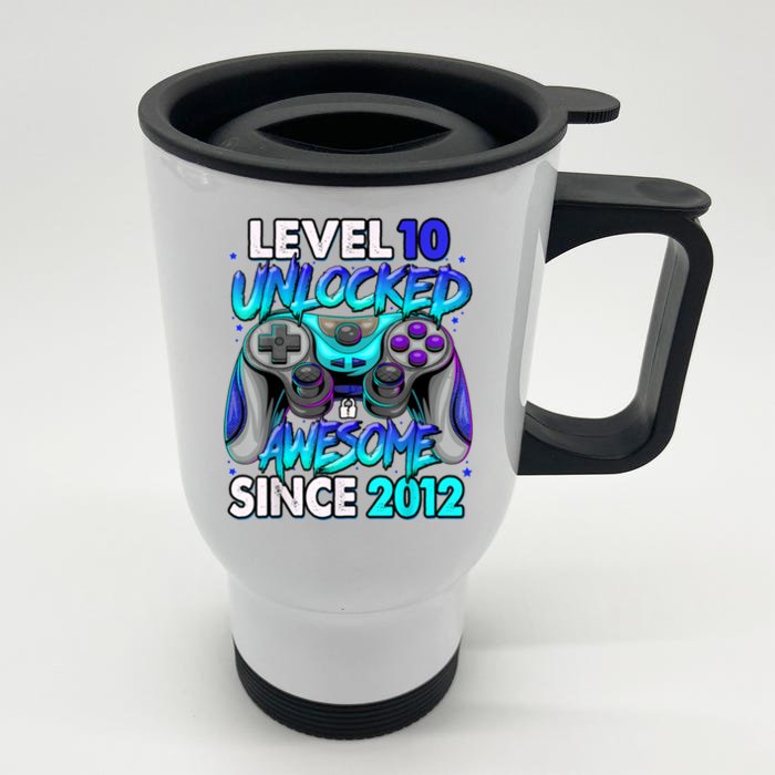 Level 10 Unlocked Awesome 2012 Cute 10th Birthday Front & Back Stainless Steel Travel Mug