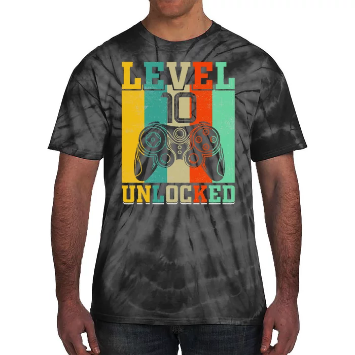 Level 10 Unlocked Birthday For 10 Years Old Gamer Bday Tie-Dye T-Shirt