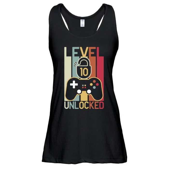 Level 10 Unlocked Birthday Gift Vintage Retro Ladies Essential Flowy Tank