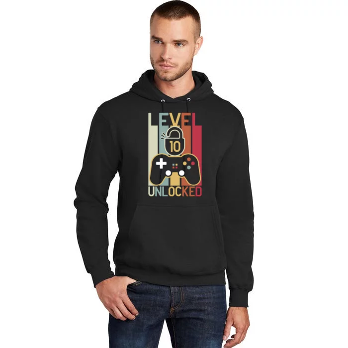 Level 10 Unlocked Birthday Gift Vintage Retro Tall Hoodie