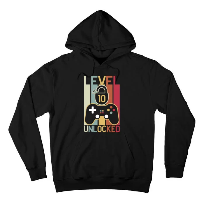 Level 10 Unlocked Birthday Gift Vintage Retro Tall Hoodie