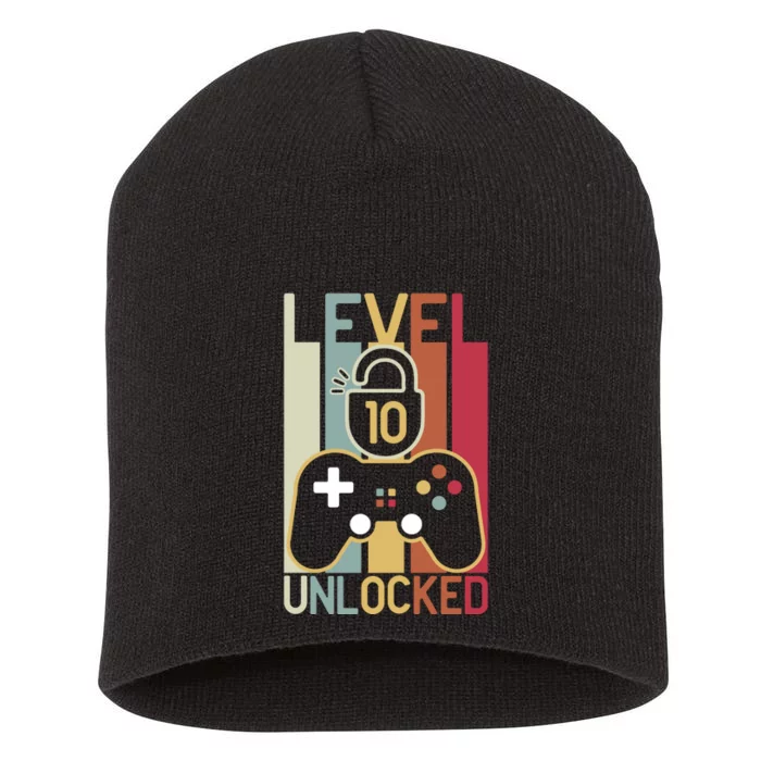 Level 10 Unlocked Birthday Gift Vintage Retro Short Acrylic Beanie