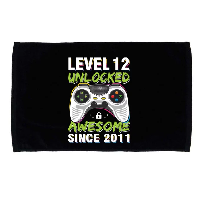 Level 12 Unlocked Awesome Since 2011 12th Birthday Gaming Microfiber Hand Towel