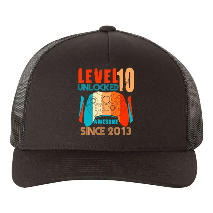 Level 10 Unlocked Birthday 10 Year Old Gamer Yupoong Adult 5-Panel Trucker Hat