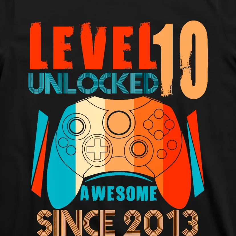 Level 10 Unlocked Birthday 10 Year Old Gamer T-Shirt