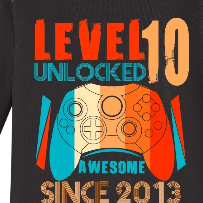 Level 10 Unlocked Birthday 10 Year Old Gamer Baby Long Sleeve Bodysuit