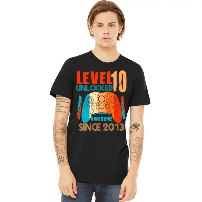 Level 10 Unlocked Birthday 10 Year Old Gamer Premium T-Shirt