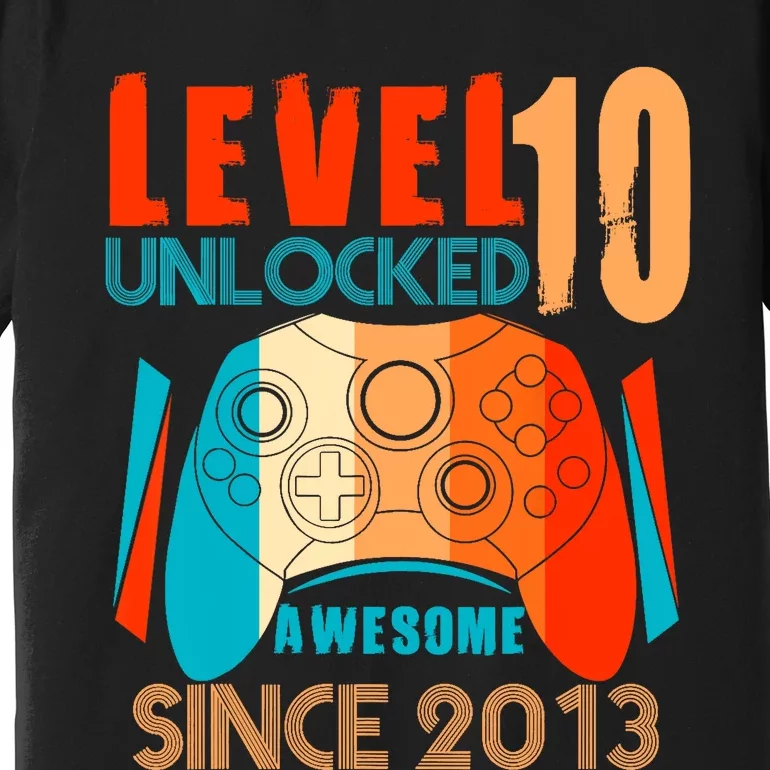 Level 10 Unlocked Birthday 10 Year Old Gamer Premium T-Shirt