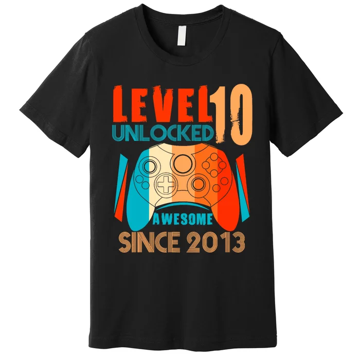 Level 10 Unlocked Birthday 10 Year Old Gamer Premium T-Shirt