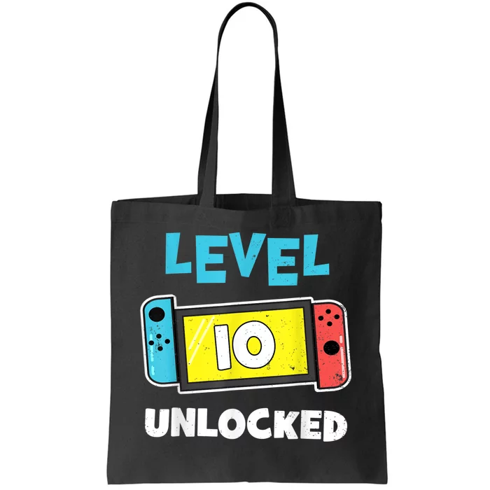 Level 10 unlocked Gamer 10th Birthday Gift Video Game lovers Tote Bag