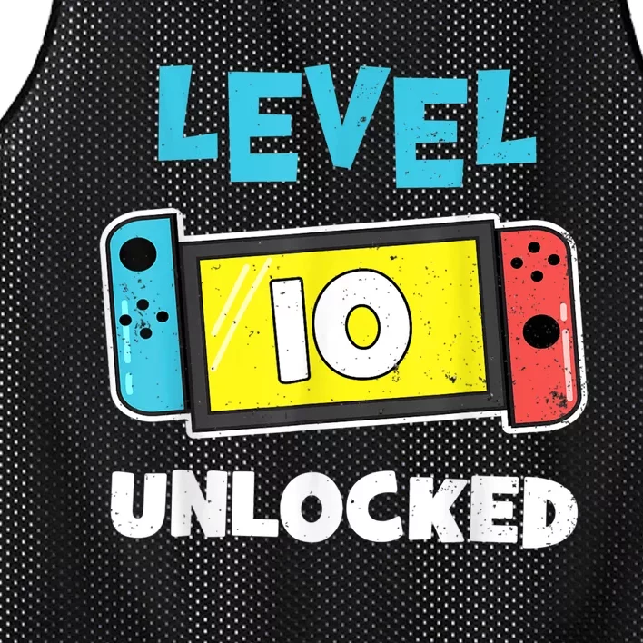 Level 10 unlocked Gamer 10th Birthday Gift Video Game lovers Mesh Reversible Basketball Jersey Tank