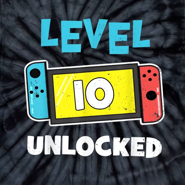 Level 10 unlocked Gamer 10th Birthday Gift Video Game lovers Tie-Dye T-Shirt