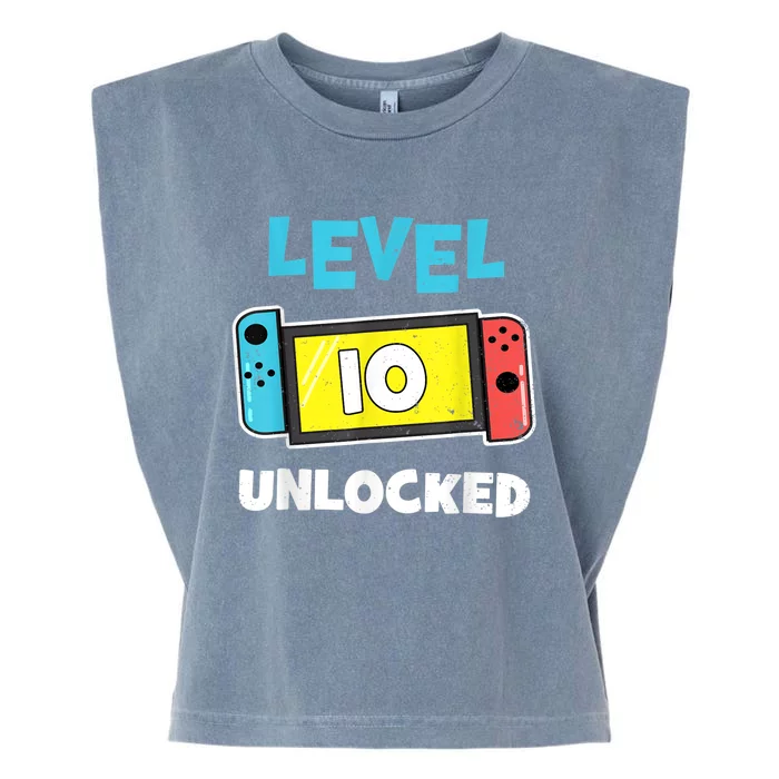 Level 10 unlocked Gamer 10th Birthday Gift Video Game lovers Garment-Dyed Women's Muscle Tee