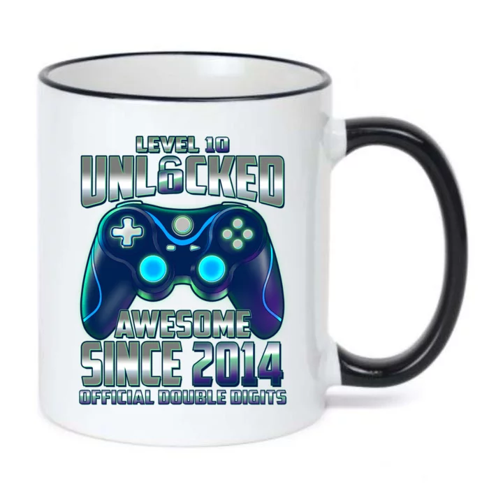 Level 10 Unlocked Awesome Since 2014 Official Double Digits Black Color Changing Mug