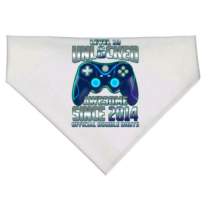 Level 10 Unlocked Awesome Since 2014 Official Double Digits USA-Made Doggie Bandana