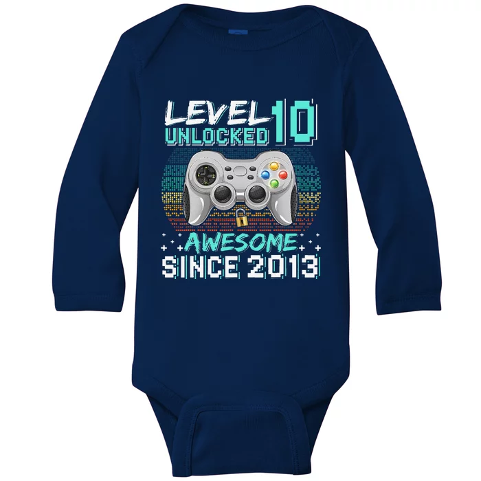 Level 10 Unlocked Awesome 2013 Video Game 10th Birthday Gift Baby Long Sleeve Bodysuit