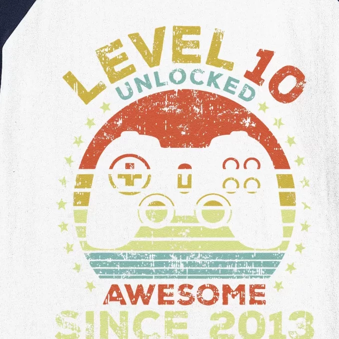 Level 10 Unlocked Awesome Since 2013 10th Birthday Gaming Baseball Sleeve Shirt