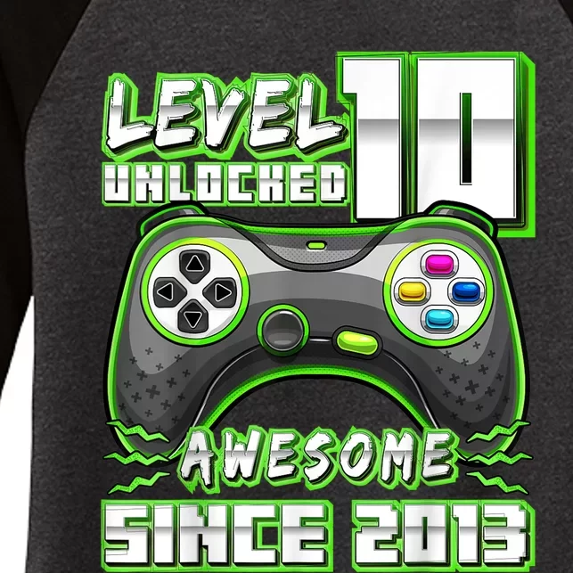 Level 10 Unlocked Awesome 2013 Video Game 10th Birthday Boy Women's Tri-Blend 3/4-Sleeve Raglan Shirt