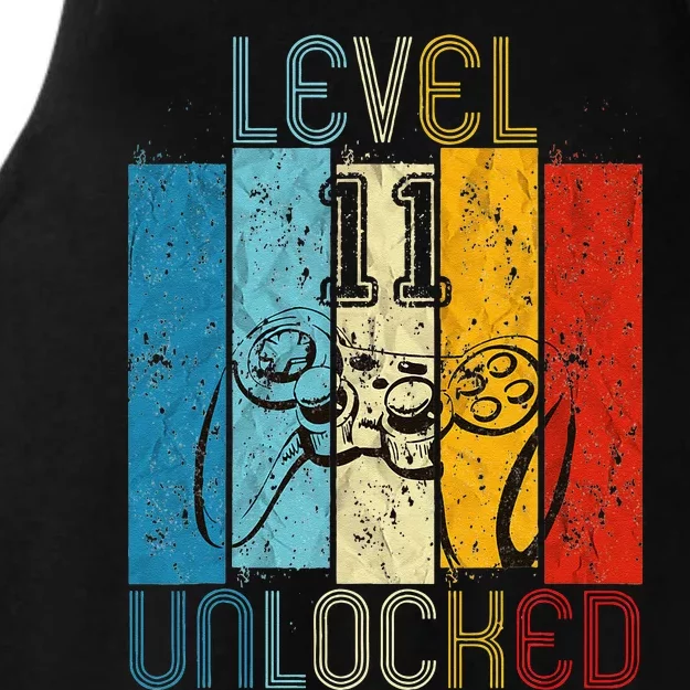 Level 11 Unlocked Funny Video Gamer 11th Birthday Gift Ladies Tri-Blend Wicking Tank