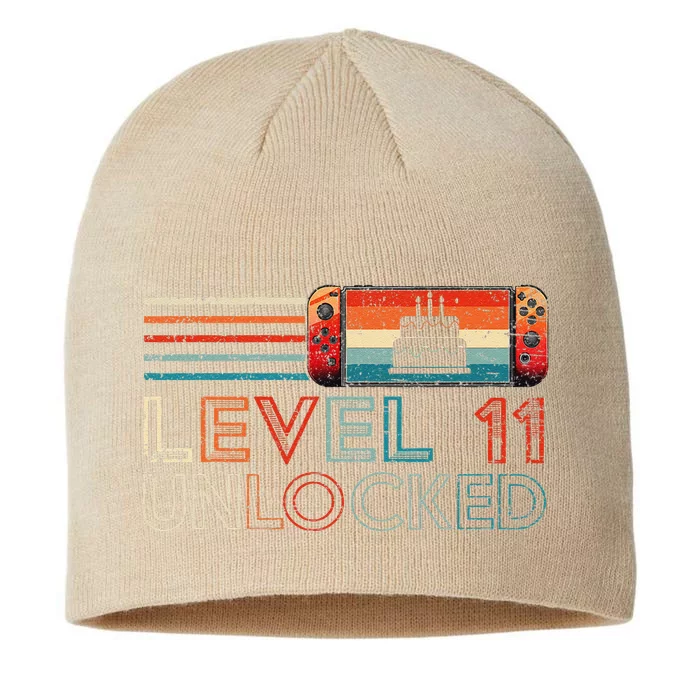 Level 11 Unlocked Vintage Game Controller 11th Birthday 8 1/2in Sustainable Knit Beanie