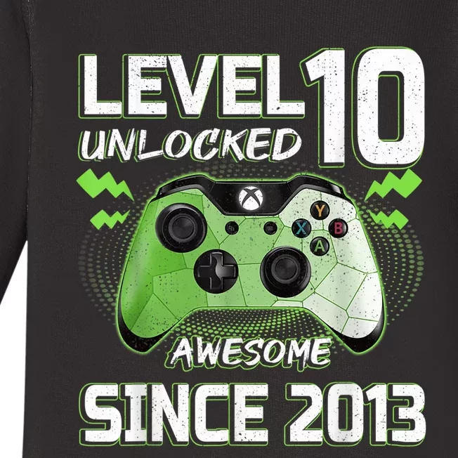 Level 10 Unlocked Awesome Since 2013 10th Birthday Gaming Baby Long Sleeve Bodysuit