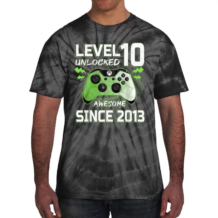 Level 10 Unlocked Awesome Since 2013 10th Birthday Gaming Tie-Dye T-Shirt