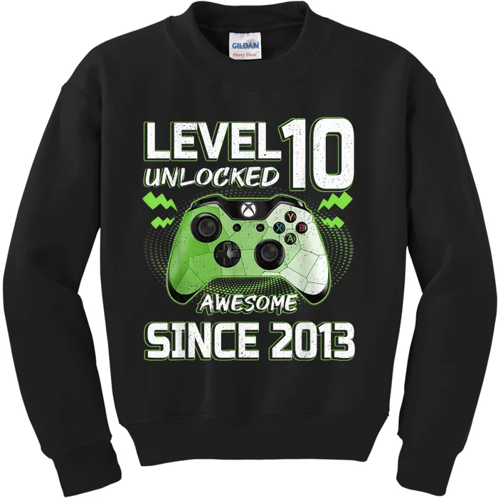 Level 10 Unlocked Awesome Since 2013 10th Birthday Gaming Kids Sweatshirt