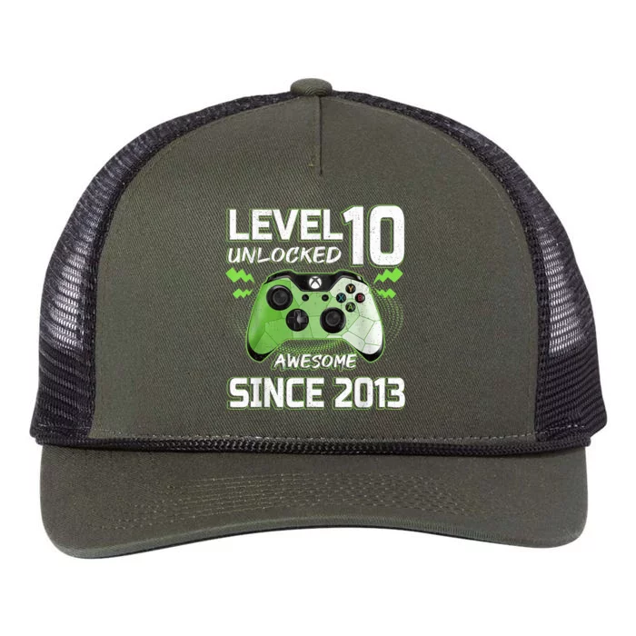 Level 10 Unlocked Awesome Since 2013 10th Birthday Gaming Retro Rope Trucker Hat Cap