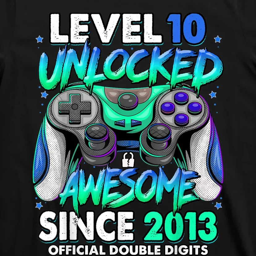 Level 10 Unlocked Awesome Since 2013 10th Birthday Gaming T-Shirt